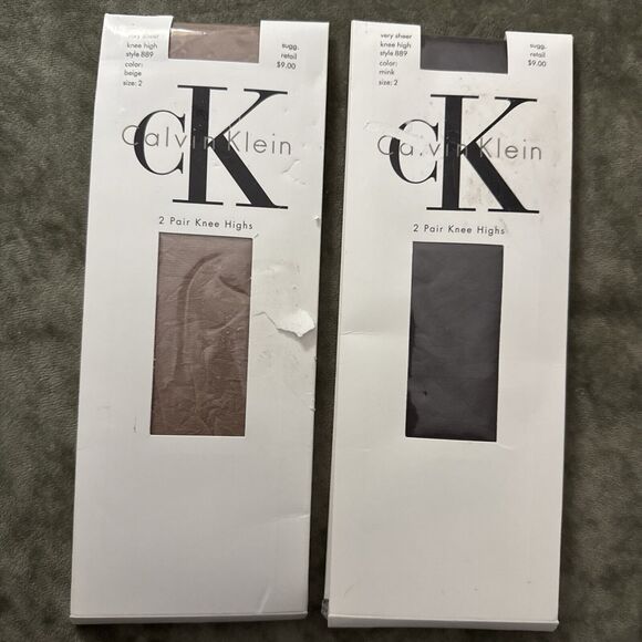 CALVIN KLEIN Knee High Stockings Size 2, 2 Very Sheer Mink And2 Very Sheer Beige - Picture 2 of 3